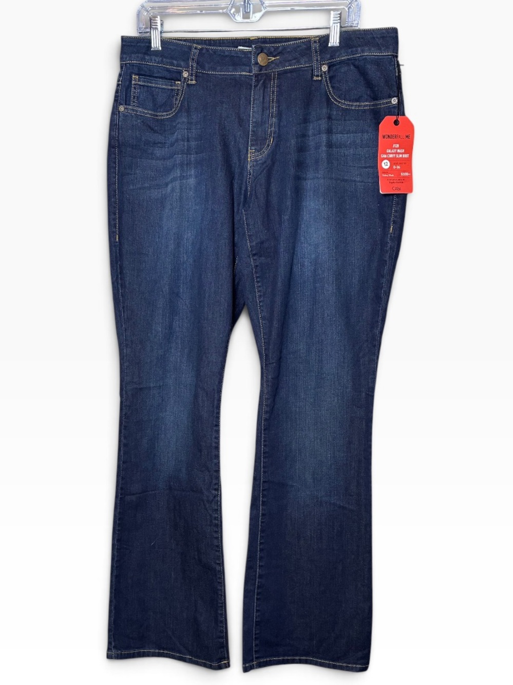 Cabi Curvy Slim Boot Cut Blue Stretch Denim Jeans in Galaxy Wash Style 120